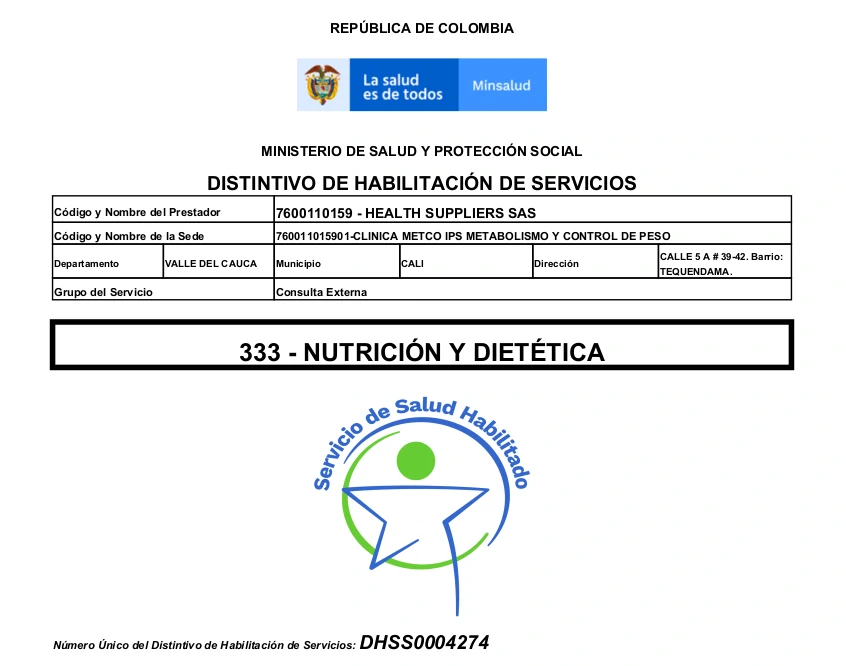 Habilitación Nutrición y Dietética